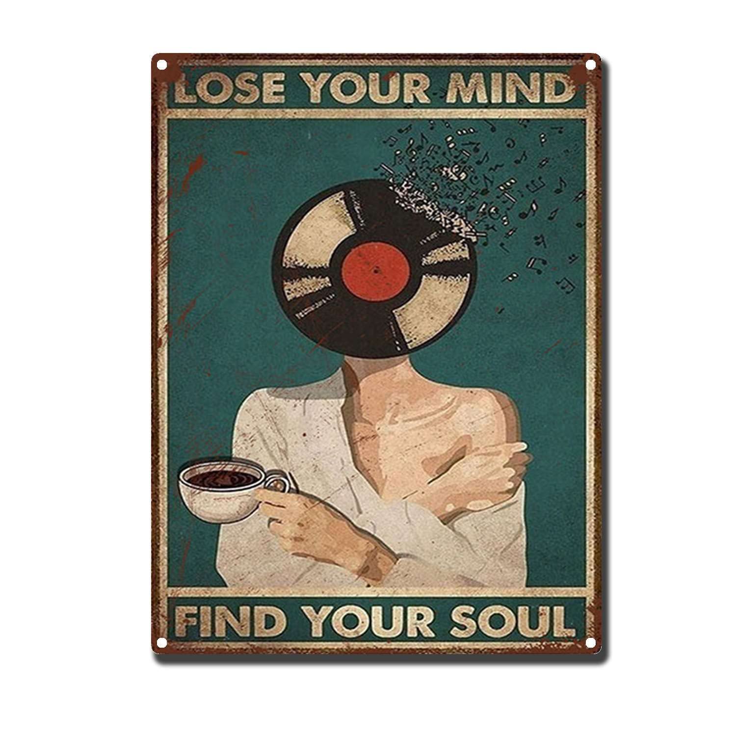 HYCLAM Vintagemetal SignLose Your Mind Find Your Sole Girl Woman Coffee Restoring The Toilet Bathroom Art Ancient Ways Wall Decor Wall Hanging 12x16inch-Tin Sign