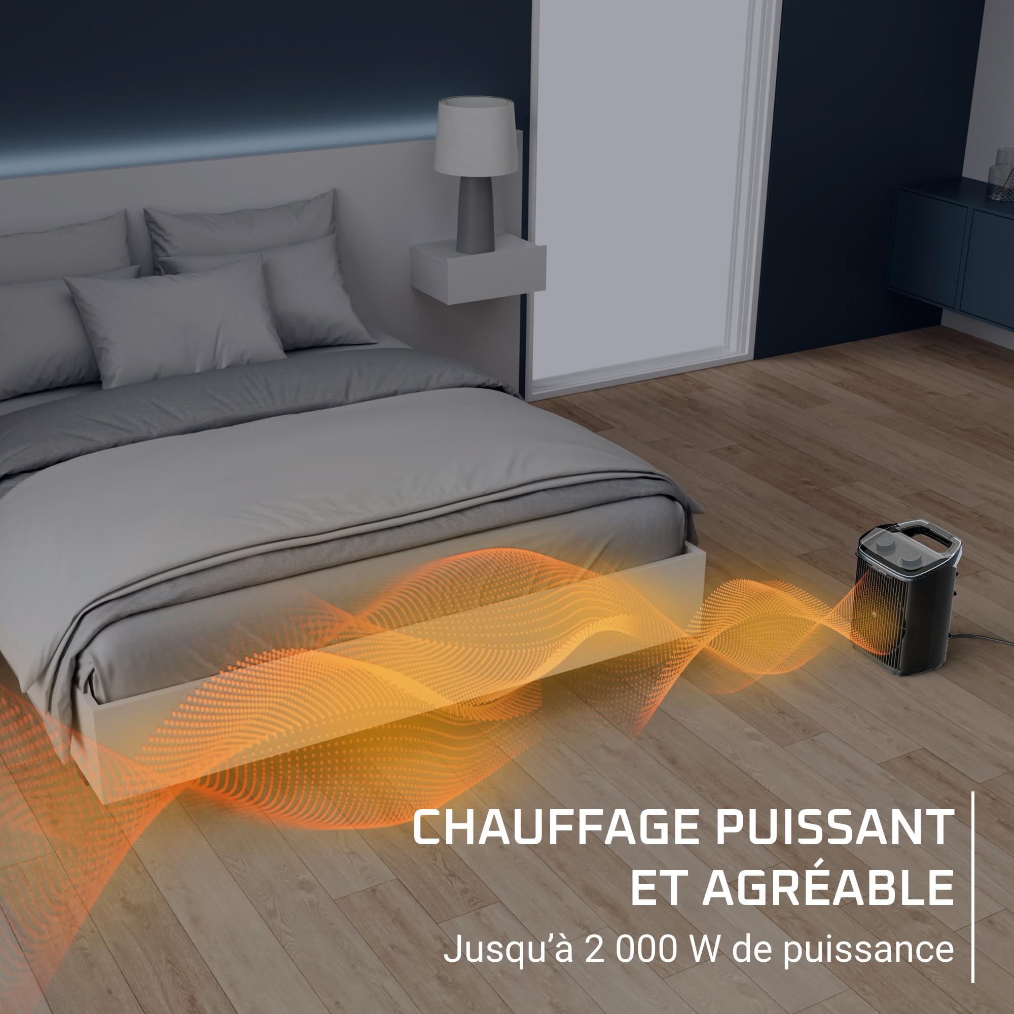 Rowenta Instant Comfort+ Aqua Radiateur céramique d’appoint salle de bains 2000 W, jusqu’à 35 m², Mode Éco 1000 W, Silencieux 29 dB, Compact & portable, Sécurité anti-surchauffe, SO9350F0