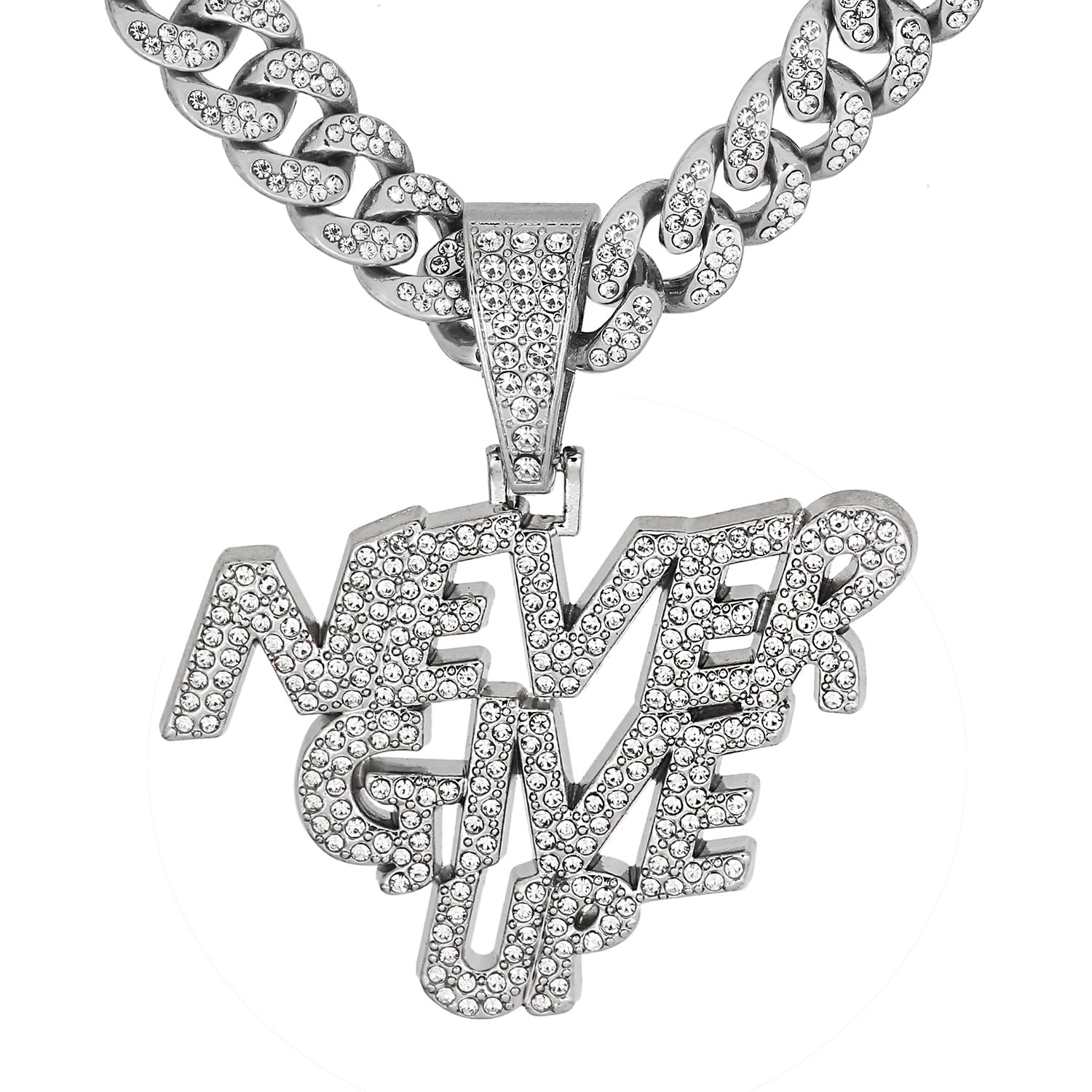 GuoShuangCuban Link Chain for Men Women with Pendant,miami Ice Out Diamond Cuban Link Necklace Hip Hop Jewelry