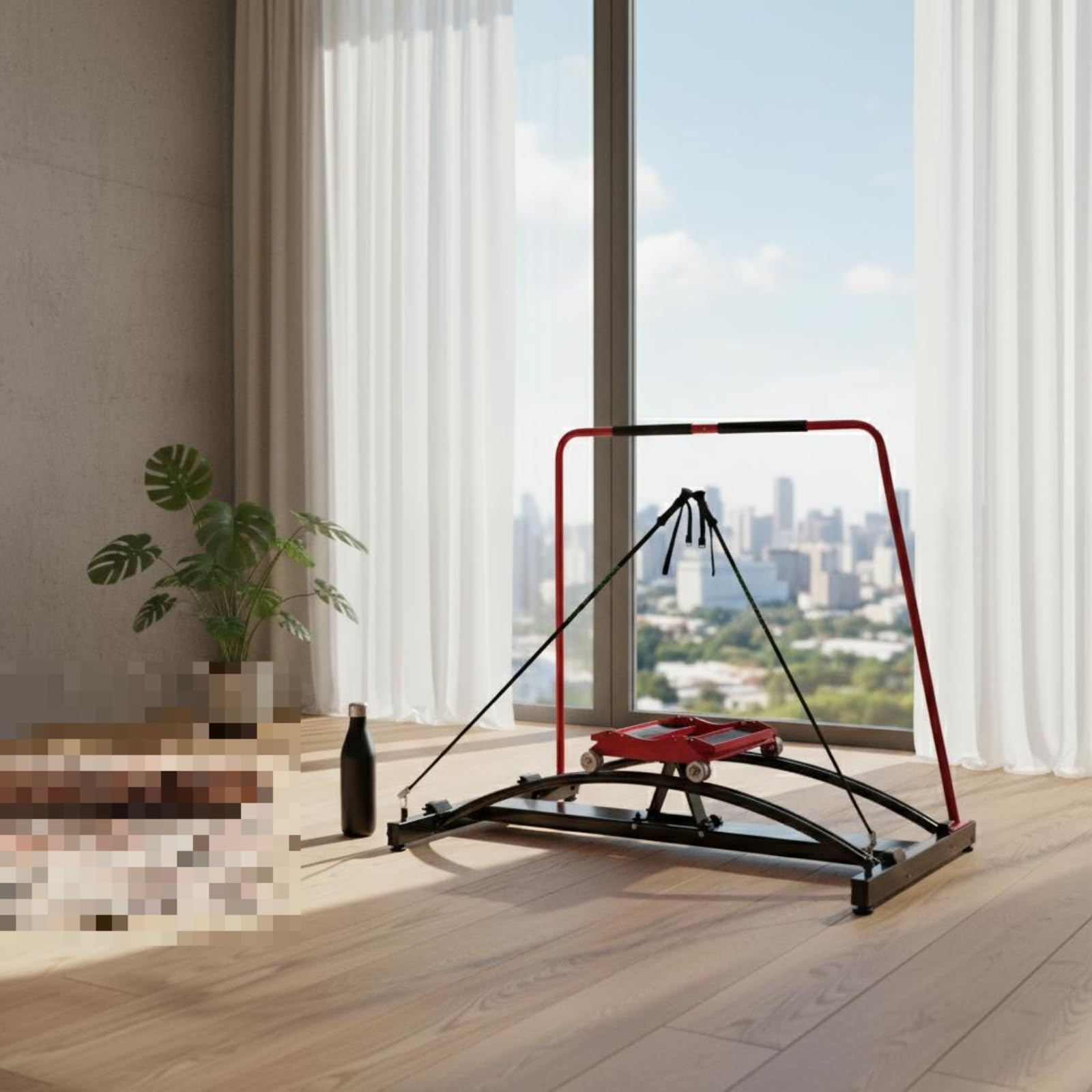Simulador de Esquí Interior Máquina de Ejercicio Entrenador de Esquí Aparato de Fitness Equipo Deportivo con Soporte Vertical y Rieles Curvos con