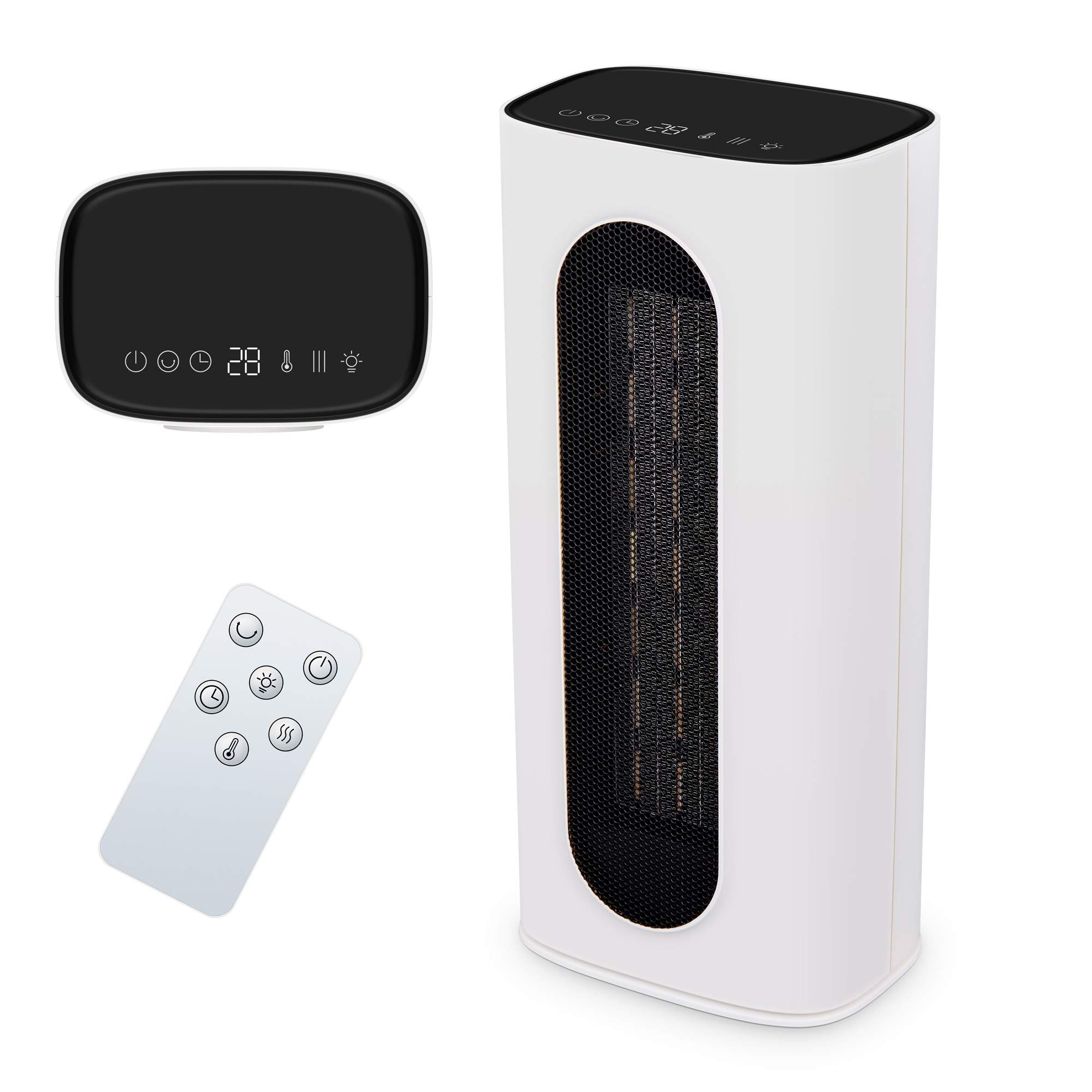 MYLEK Ceramic PTC Fan Heater Tower 2000W Automatic Oscillating - Thermostat  Control - 2 Heat Settings - Remote Control - Timer - Digital - Remote  Control - Home, Offices, Garages (2KW White) : Amazon.co.uk: Home u0026 Kitchen