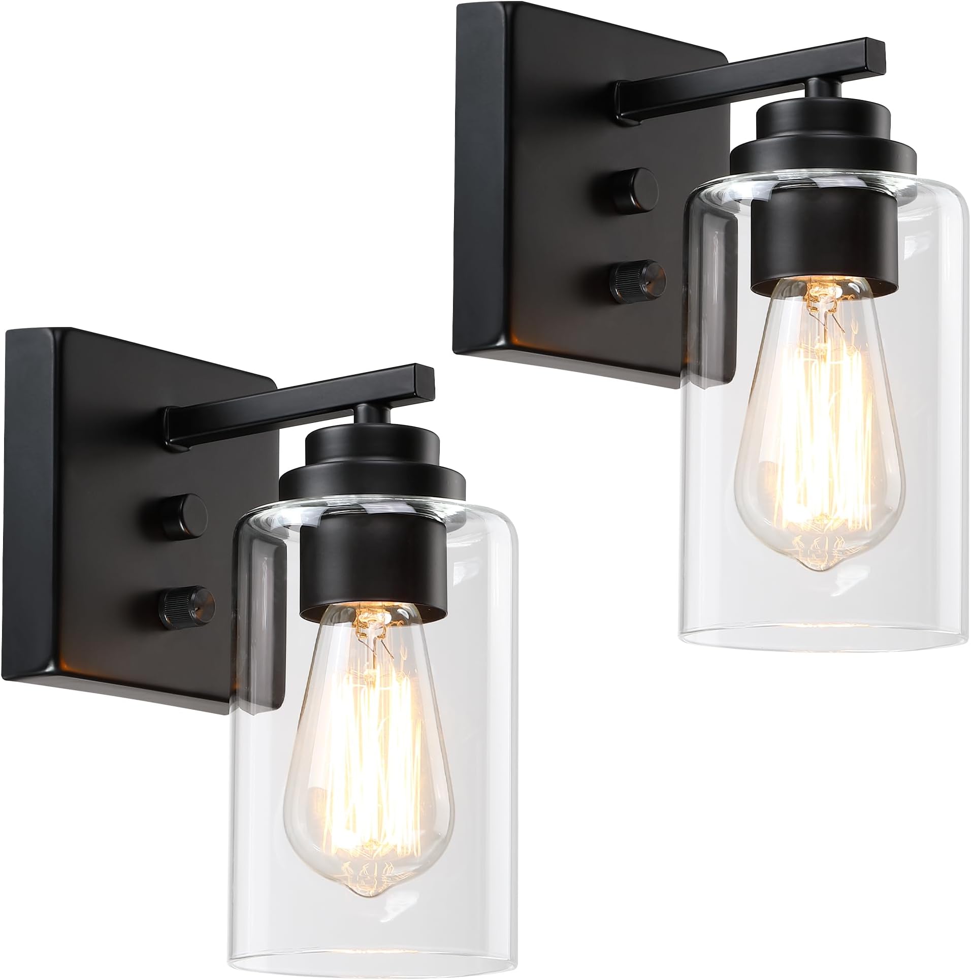 Black Wall Sconces with on/Off Switch, Farmhouse Wall Light with Clear ...