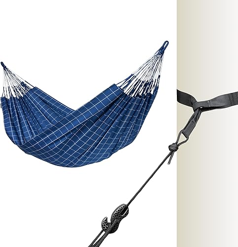 La Siesta Hamaca Clásica Brisa Grande Doble y Soporte para Árbol, Kit de Suspensión para Árboles Vigas Postes, Columpio Hamaca Interior Exterior,