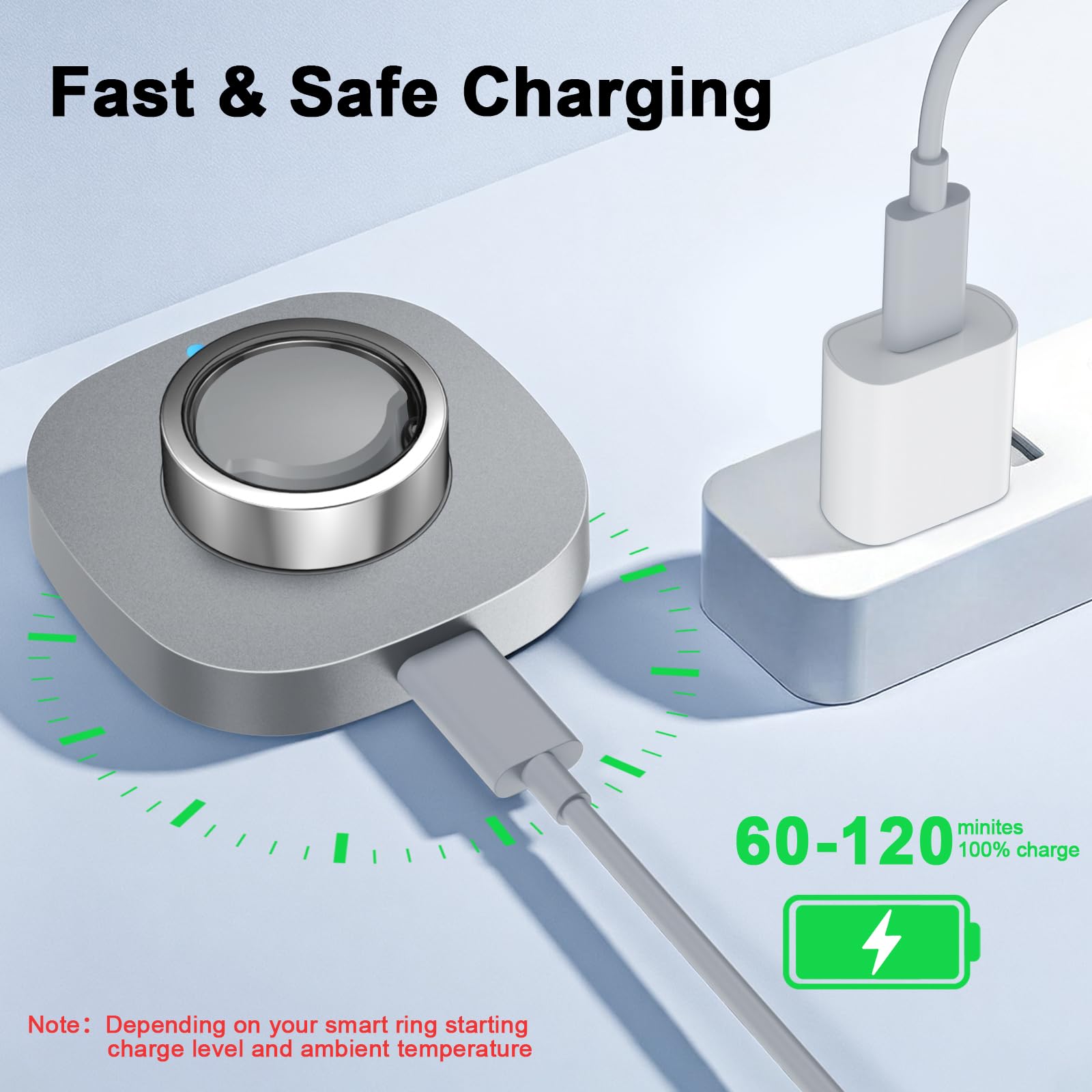 Charger Compatible with Aura-Ring Gen 3-Size 8,Fast Safe Charging Dock with USB-C Cable for Smart Ring - 4