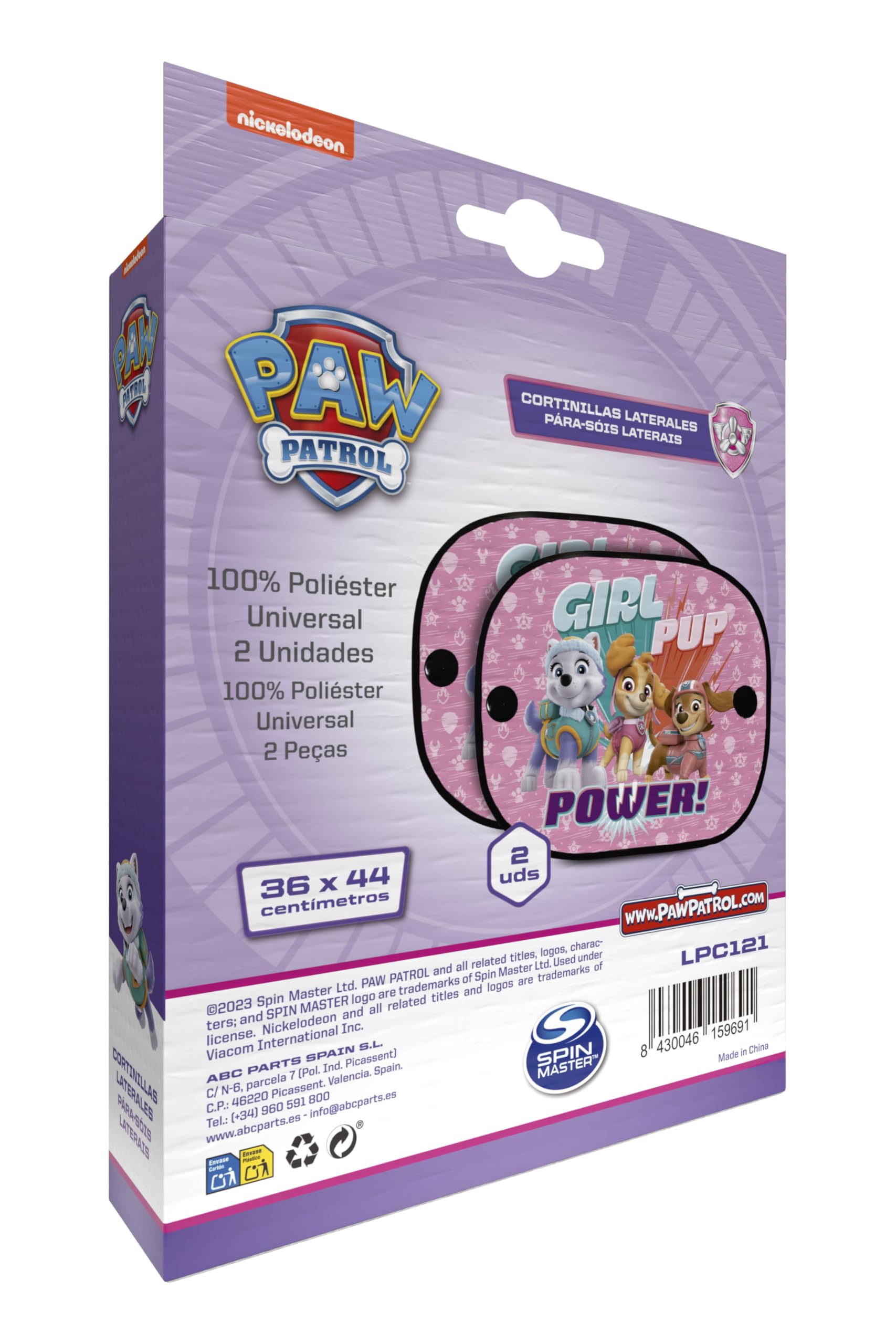 Paw Patrol Lot de 2 Rideaux latéraux microperforés de la Pat' Patrouille Roses avec Les Personnages Skye, Liberty et Everest. Protège des Rayons du Soleil et de la Chaleur