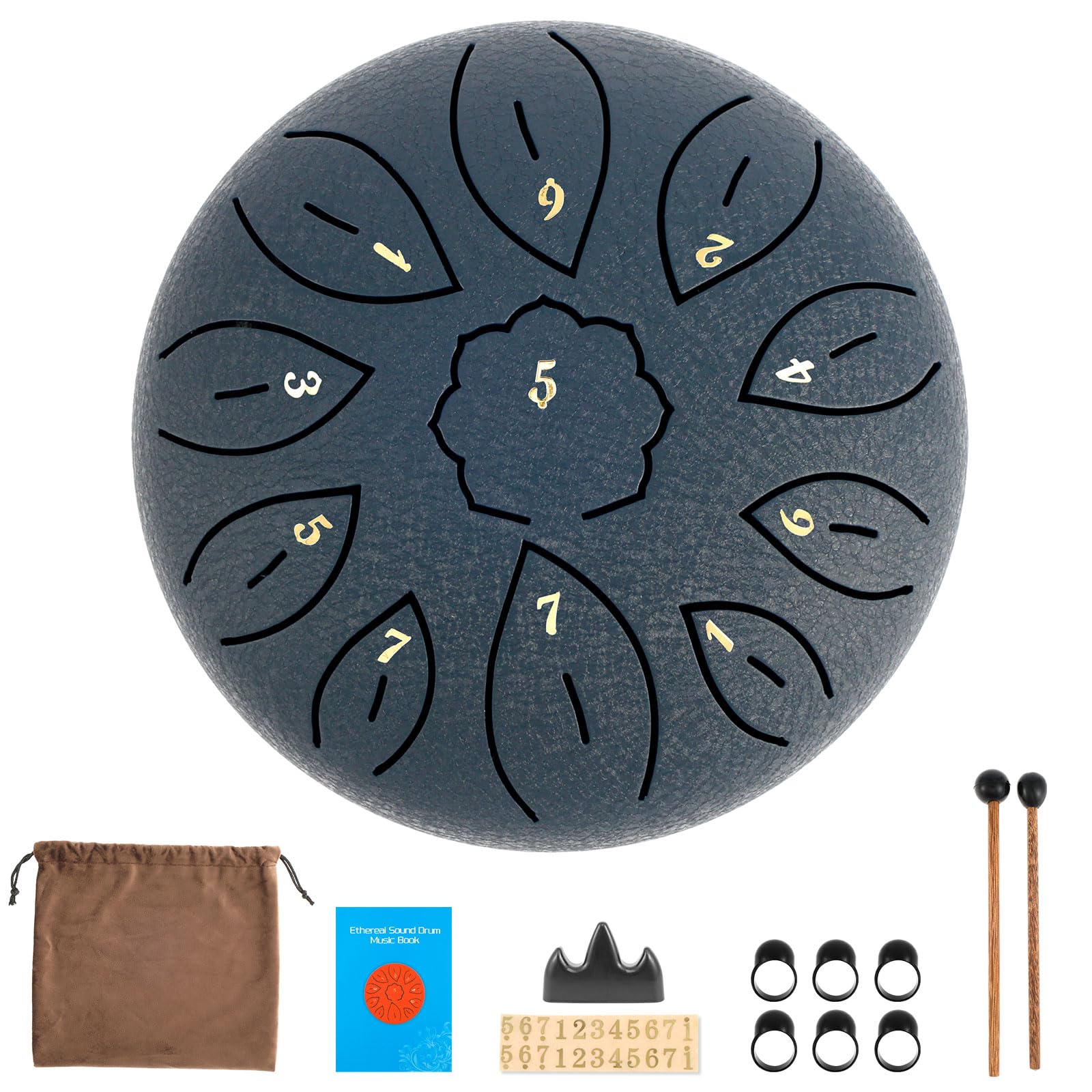 Steel Tongue Drum, Outdoor Rain Drum, Steel Drum, Rain Drum for Outside, Steel Tongue Drum Rain Chime Cheerful Tongue Drum Rain for Rain Outdoor (Navy)