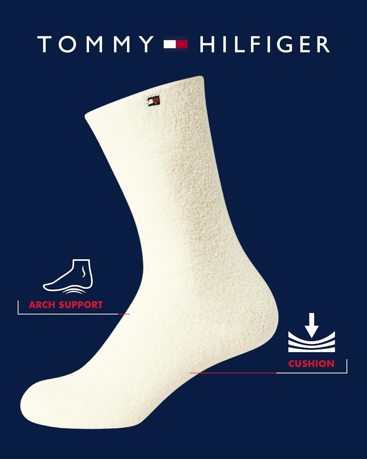 Tommy Hilfiger Womens Crew Socks - 2 Pack Super Soft Cozy Crew Socks for Women, Fuzzy Long Socks for Everyday Wear