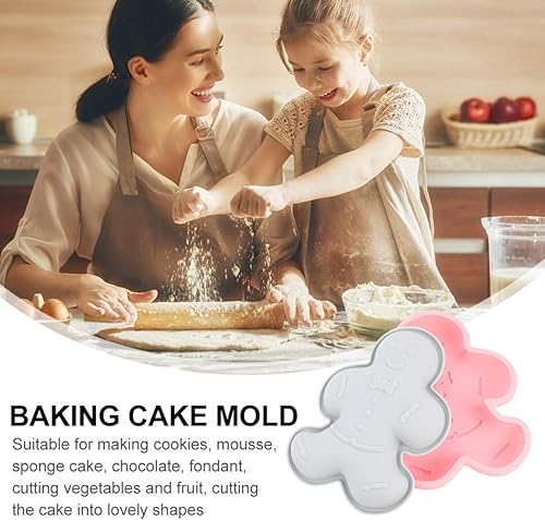 Miniatura 8 de Hemoton Moldes de silicona para tartas, 2 piezas de moldes de silicona para tartas en forma de pan de jengibre, moldes para tartas, moldes para