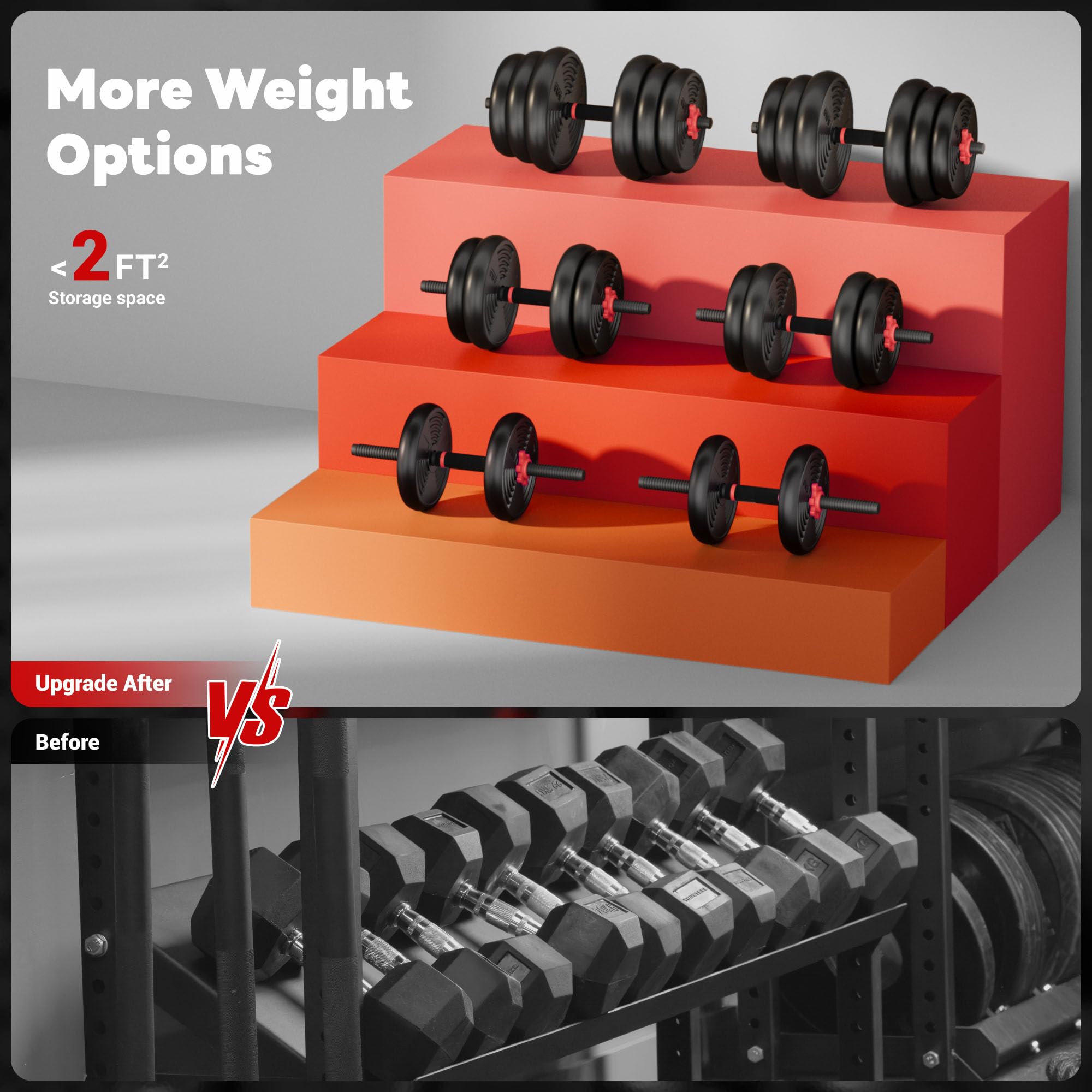 Adjustable Dumbbells, 32/54/76/94LBS Free Weight Set, 4 in 1 Dumbbell Set Used as Barbell, Kettlebell, Push Up Stand, Fitness Exercise for Home Gym Suitable Men/Women