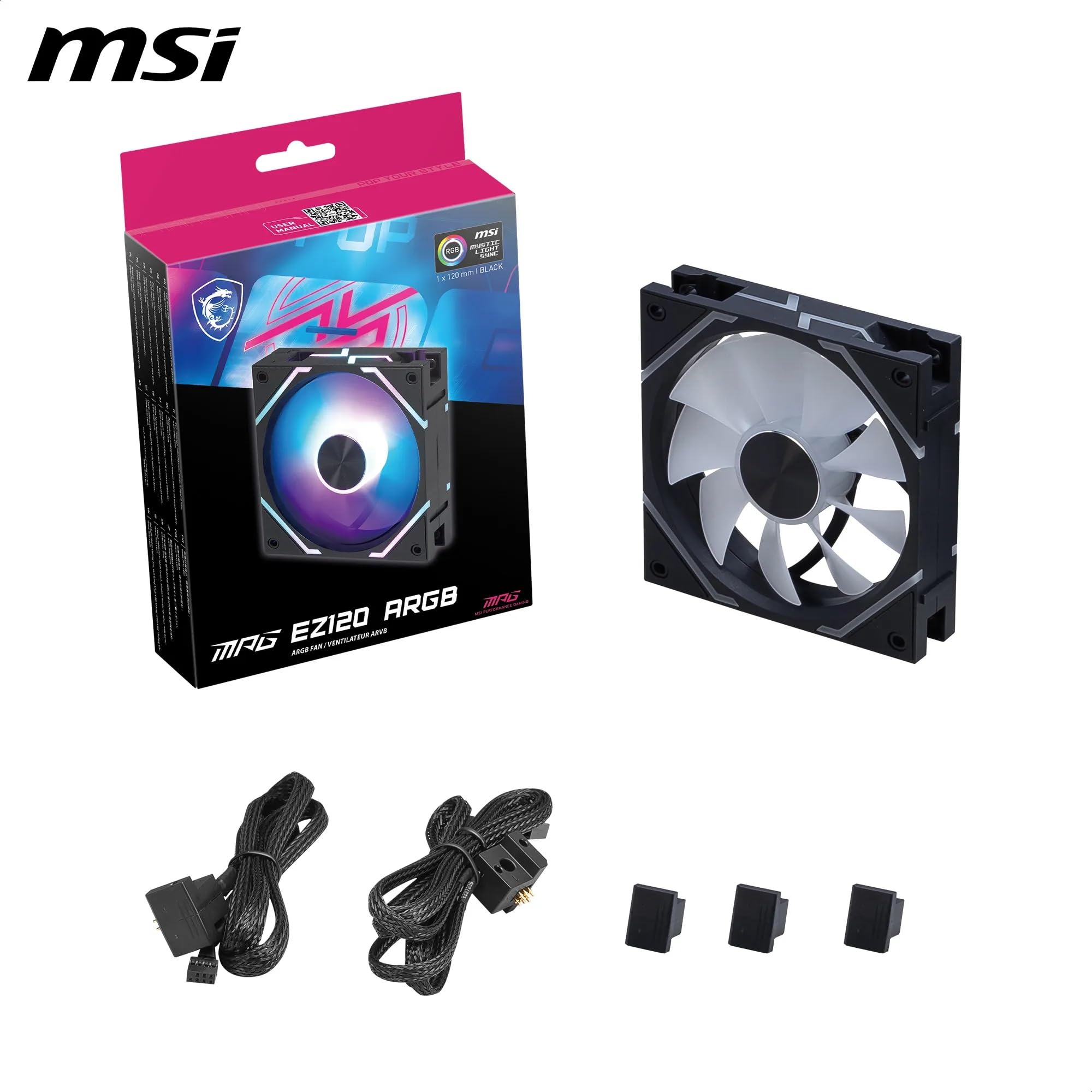 MSI MPG EZ120 ARGB Fan - 120mm Magnetic Connect RGB PC Cooling Fan