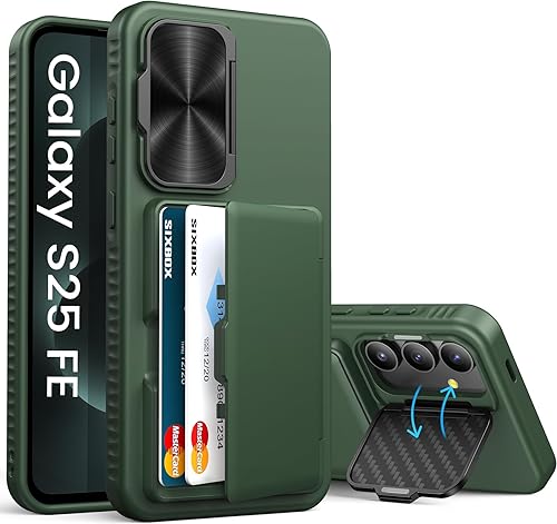 Miniatura 29 de Funda para iPhone Air con soporte para tarjetas, soporte integrado y cubierta para lente de cámara, a prueba de golpes, de silicona resistente a