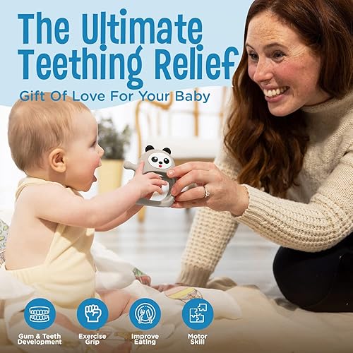 Miniatura 6 de Panda Never Drop - Juguetes de dentición para bebés de 0 a 6 meses mordedor de silicona como mordedor de bebé y juguetes infantiles mordedores para