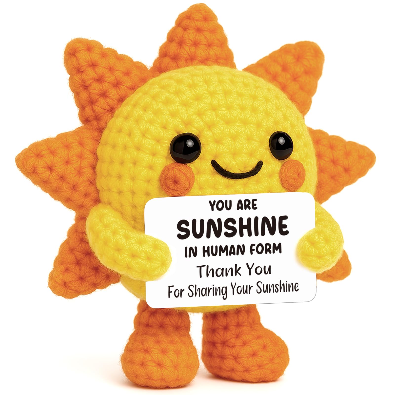 Mini sol de ganchillo con diseño positivo ideal como tierno amuleto de escritorio 8