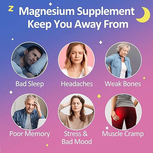 Miniatura 5 de Gomitas de glicinato de magnesio 400mg - Gomitas veganas sin azúcar para adultos y niños con vitamina D3, B6, C, CoQ10, colágeno, zinc - Apoyo para