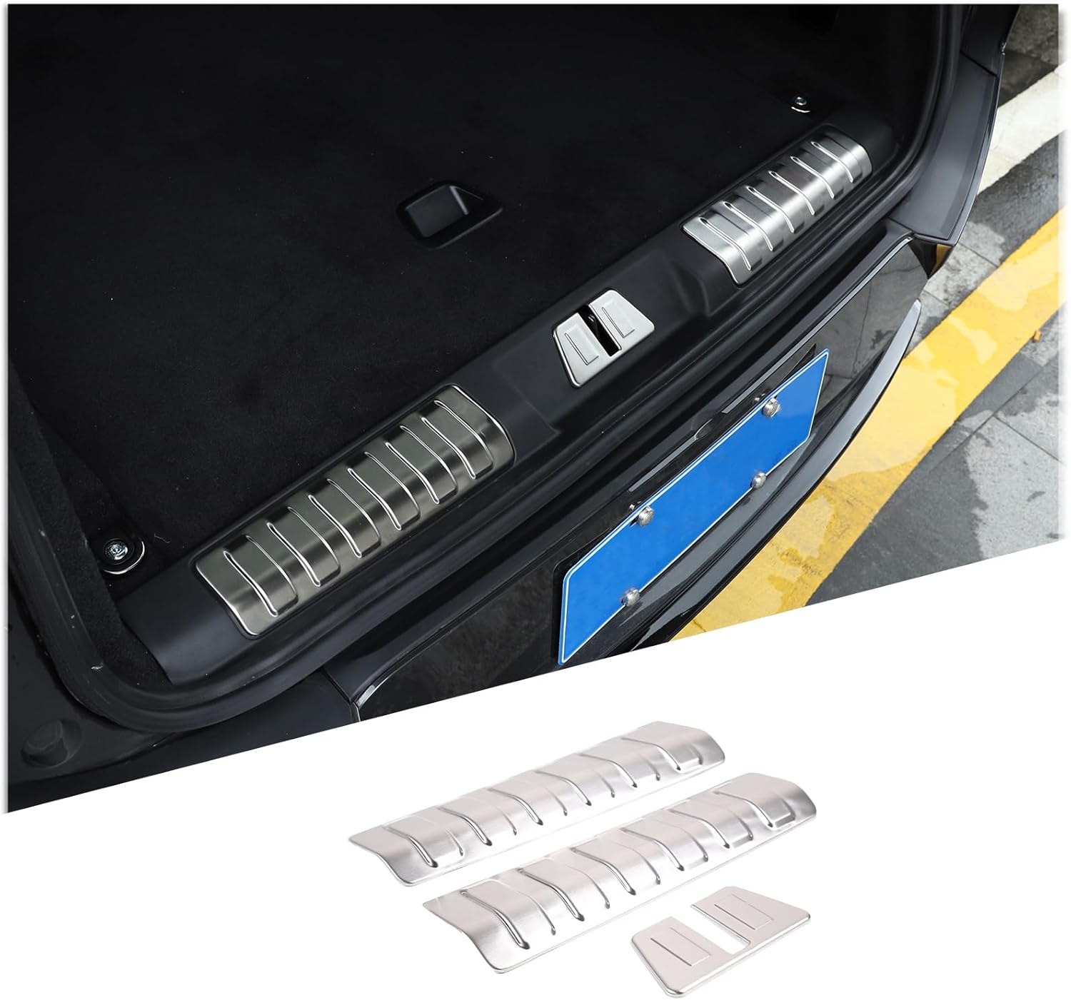 Rear Bumper Protector Guard Compatible with Land Rover Range Rover Sport 2023 2024, Stainless Steel Trunk Door Sill Guard Anti-Scratch Interior Accessories (Black)