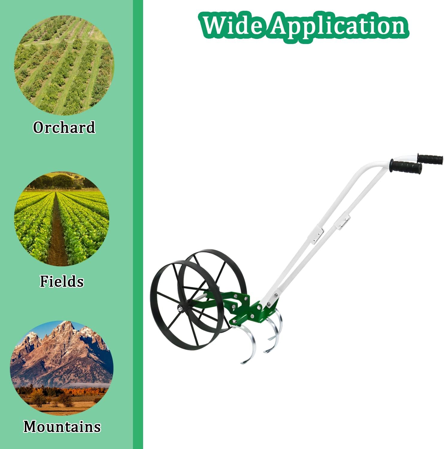 Manual High Wheel Cultivator, Steel Double Wheel Hoe, Mini Tiller Cultivator Ploughing Cultivators Garden Tool, Weeding Ditching Rotary Plowing Machine for Farm : Patio, Lawn & Garden