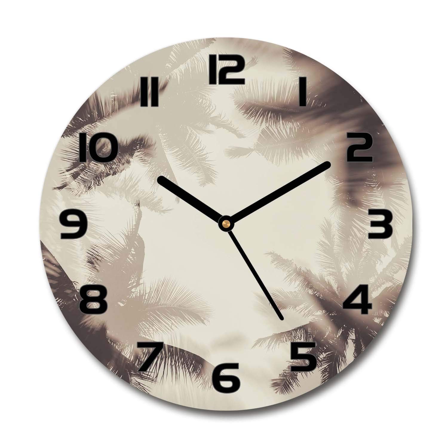 Horloge en Verre de Sécurité 60x60cm Tulup avec Impression Haute Définition de Palmiers