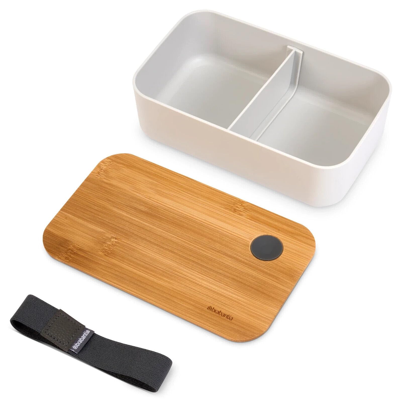 HAC24 4 x pudełko na lunch z tworzywa sztucznego 1200 ml z bambusową pokrywką 19,5 x 11,5 x 5,5 cm