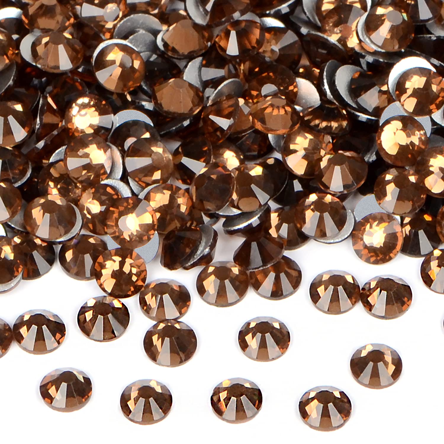 1440PCS Art Nail Rhinestones Non Hotfix Glue Fix Round Crystals Glass Flatback for DIY Jewelry Making with one Picking Pen (ss20 1440pcs, Smoked Topaz)