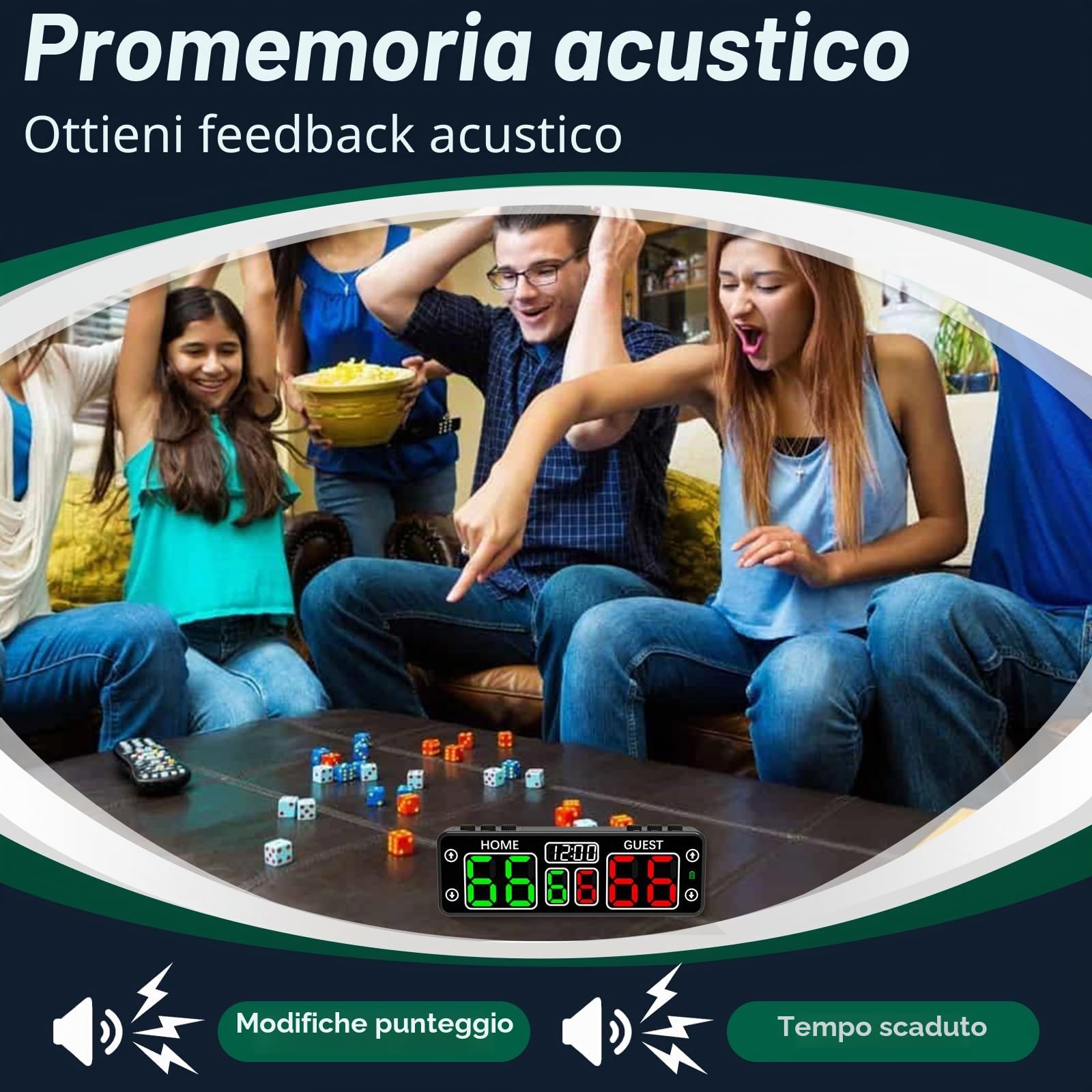 YZ Tabellone segnapunti digitale aggiornato con timer per conto alla rovescia, tabellone segnapunti portatile magnetico a LED, tabellone segnapunti a batteria wireless, segnapunti elettronico per