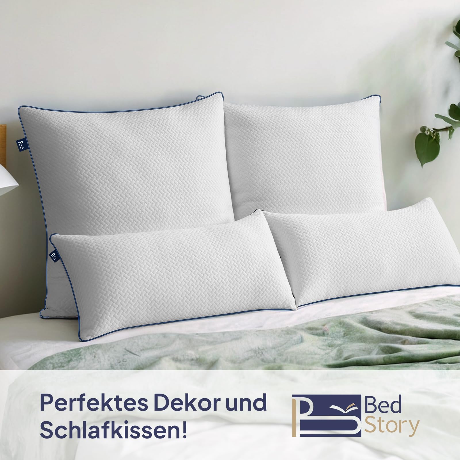 BedStory 80x80 Kopfkissen mit Verstellbarer Füllung | 1500g x2 Mikrofaser-Hotelkomfort | Oeko-TEX 100 Zertifiziert | Atmungsaktiv & maschinenwaschbar | Für Sofa+alle Schlafpositionen