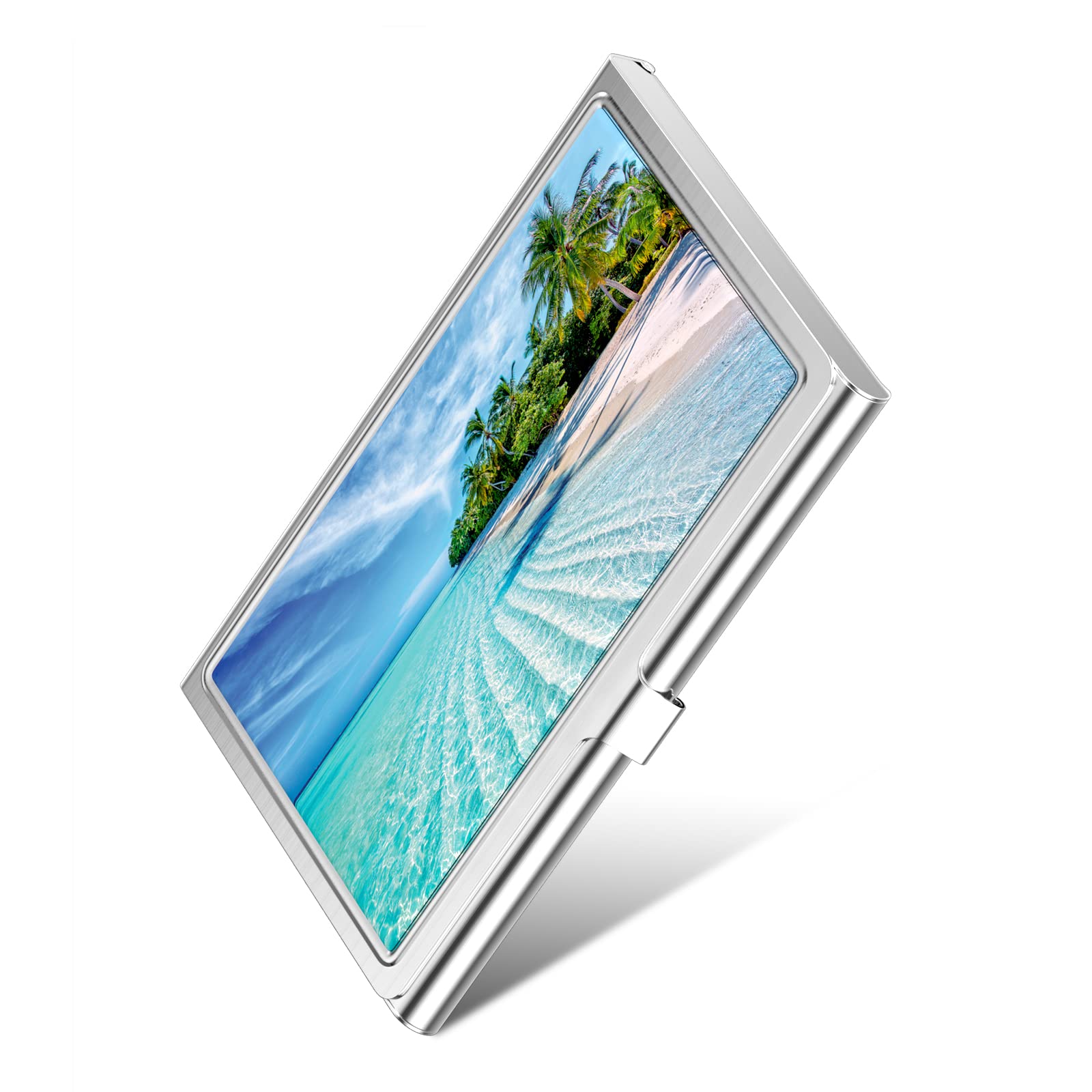 Hnogri Business Card Holder, Small Business Card Case, Slim Metal Business Card Organizer, Pocket Name Card Holder Wallet