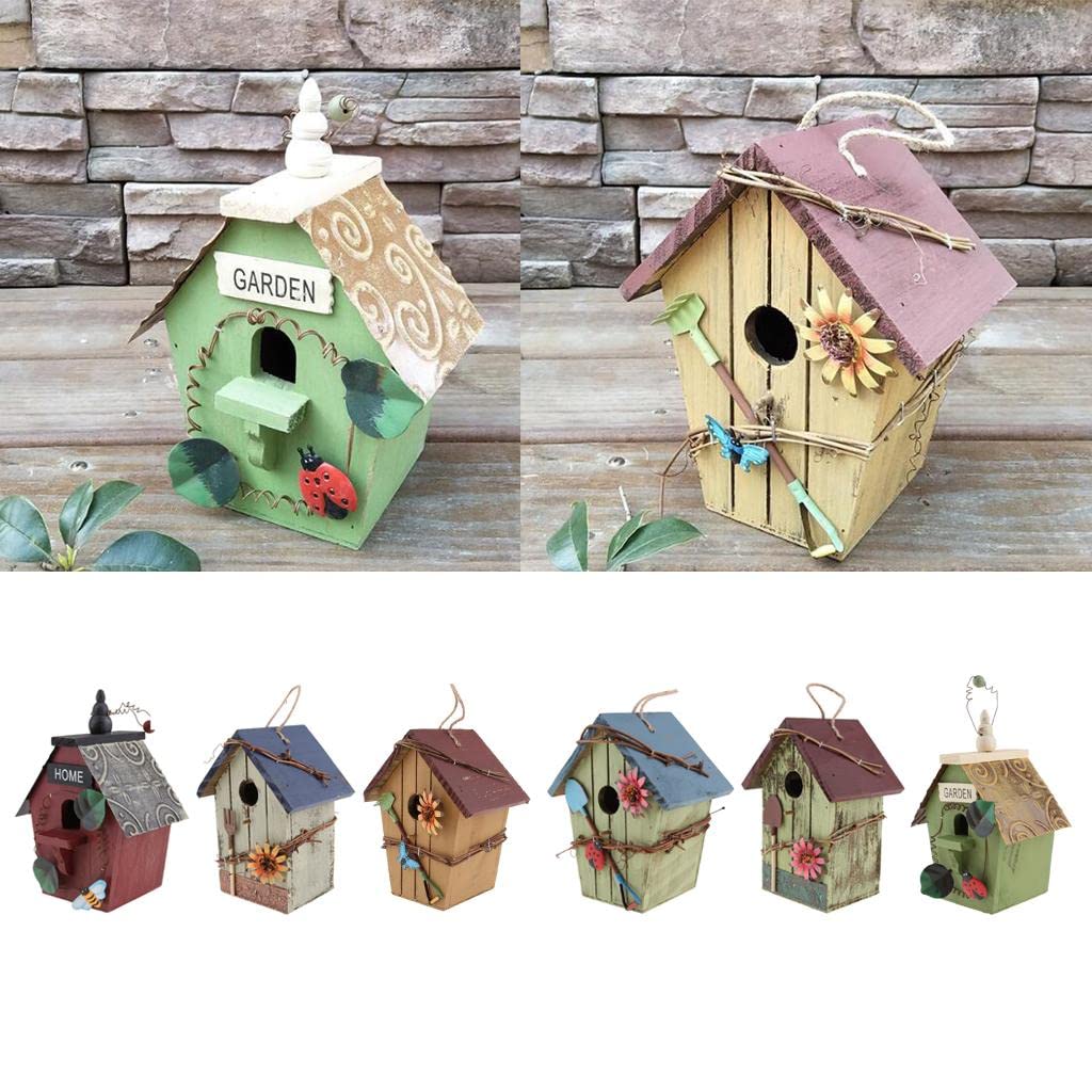 3 Casitas Rústicas de Madera para Pájaros, Casitas Colgantes Pequeñas para Exteriores, Casitas Decorativas para Jardín Y Patio para Gorriones, Colibrí