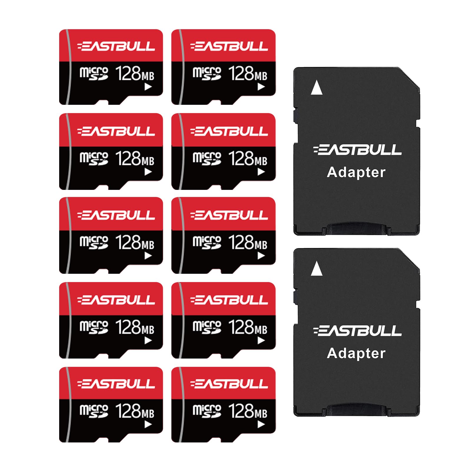 Photo 1 of (Not 128GB) 128MB 10-Pack of Micro SD Cards, EASTBULL SD Memory Cards 128MB SD Cards Pack Full HD Video 90MB/s UHS-I U1 Class 10 for Surveillance Security Cam (10 Units and 2 Adapters)