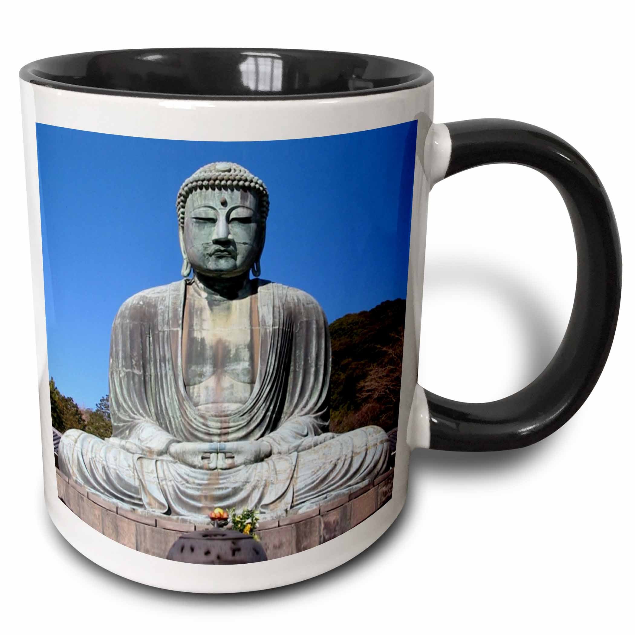 3dRose mug_4311_4 Buddha - Two Tone Black Mug, 11oz, Multicolored