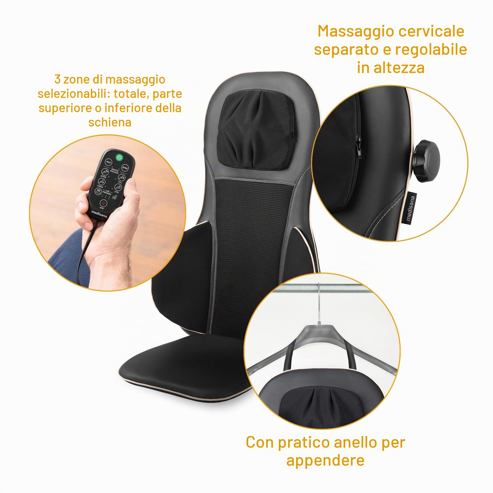 medisana MC 825 sedile massaggiante Shiatsu, massaggiatore elettrico