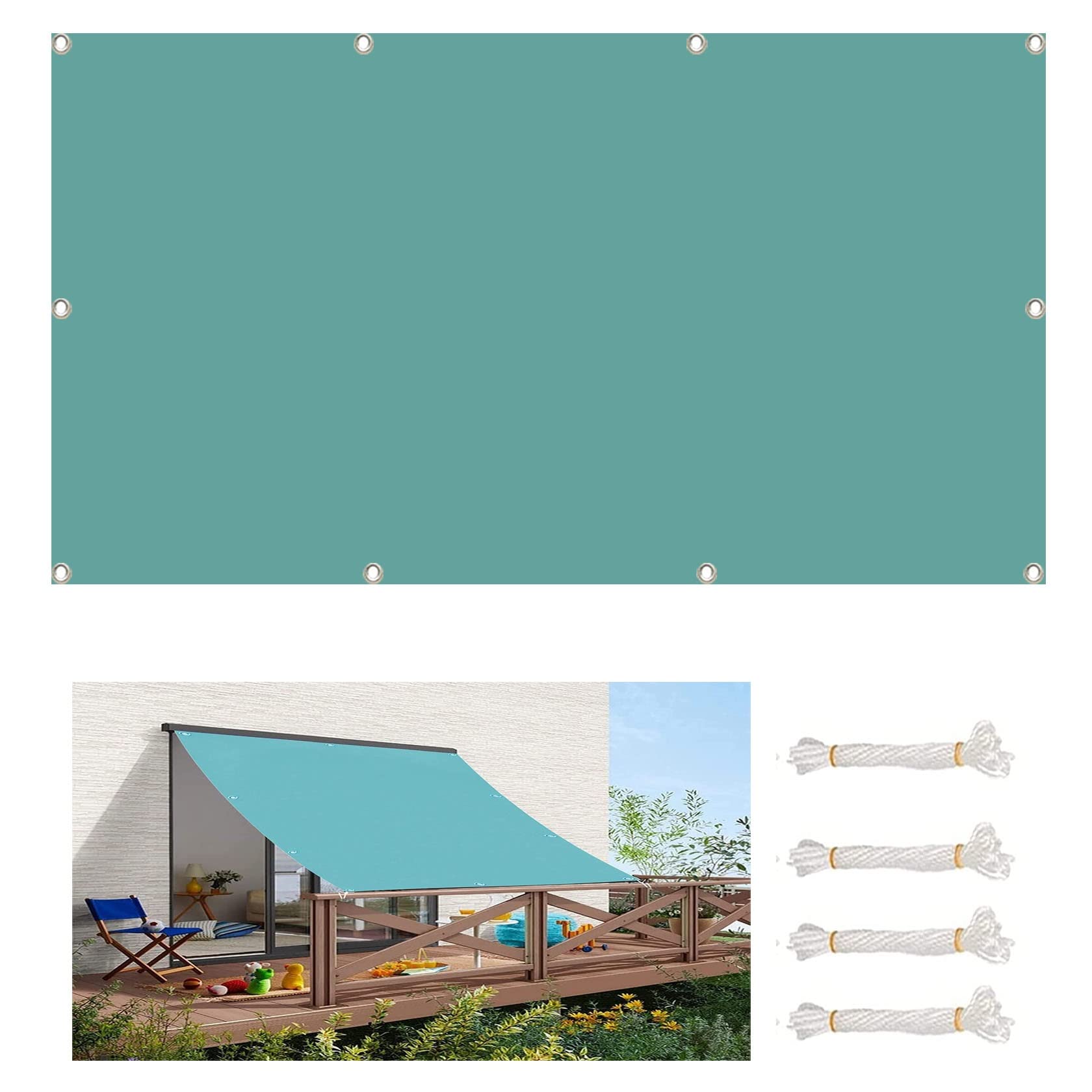 Voile d'ombrage bleu ciel pour aménager une zone d'ombre dans le jardin
