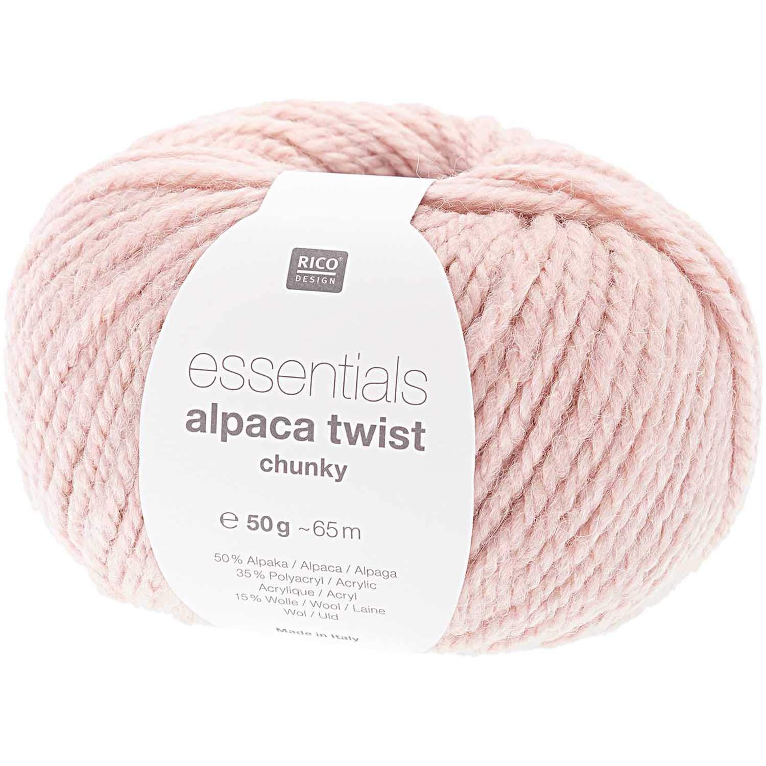 Rico Essentials Alpaca Twist Chunky, Thick Alpaca Wool to Knit and Crochet - 10 Powder
