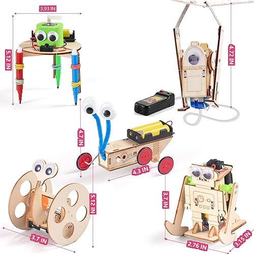 Miniatura 8 de Kits de construcción STEM 10 en 1 para niños de 8 a 12 años, manualidades de madera para niños y niñas de 6 a 8 años, rompecabezas de madera 3D para