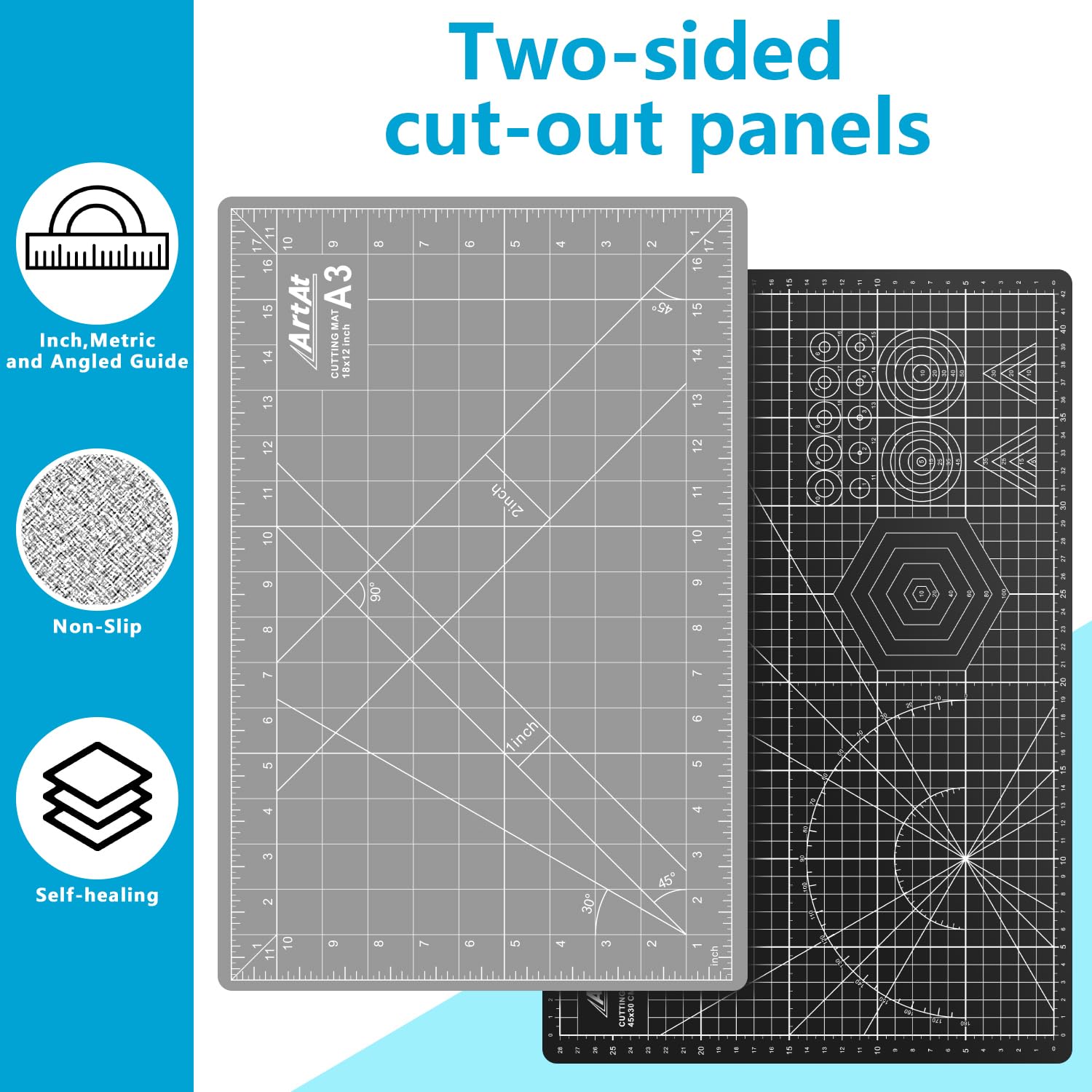 ArtAt Self Healing Cutting Mat - 12"x 18" -4