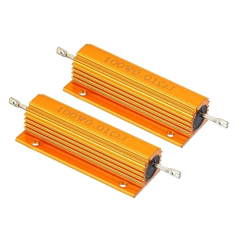 PATIKIL 100 W 0,01 Ohm Resistencia con carcasa de aluminio, 2 paquetes de resistencias con carcasa de aluminio, resistencias bobinadas en caja con
