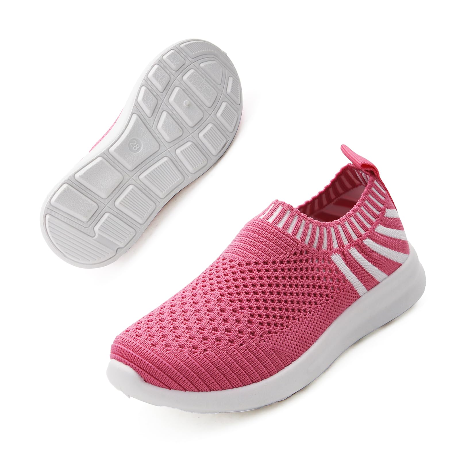 Apawwa Girls Boys Trainers Lightweight Unisex Kids Breathable Running Sport Shoes Toddler Mesh Slip On Trainers Pink/Blue/Navy/Black Tennis Athletic School Walking Sneakers(Size 5 UK Child to 2 UK)