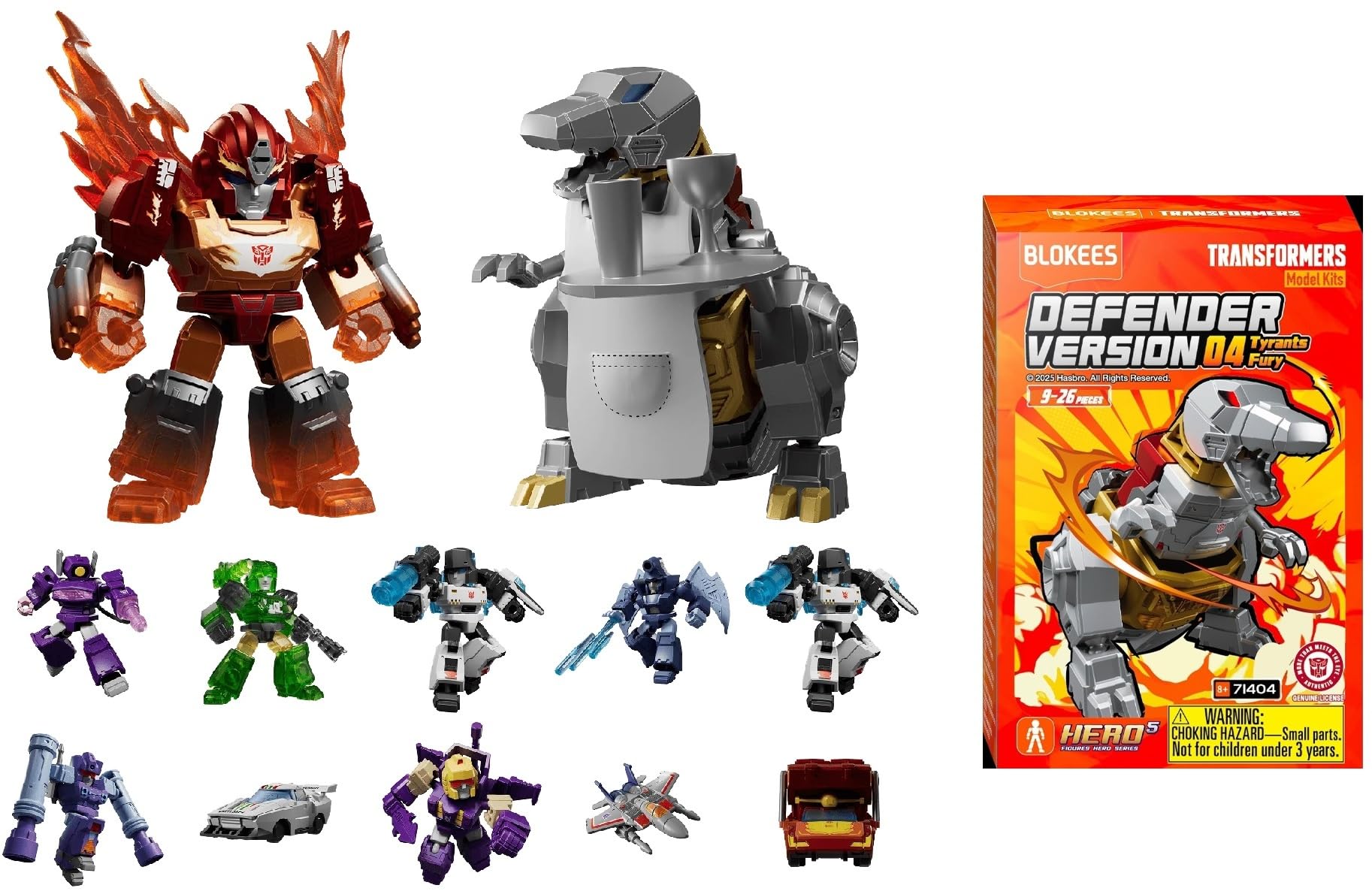 BLOKEES - Transformers - Defender Version 04: Tyrants Fury - Zestaw 12 przegubowych figurek Transformers 5,5 cm - Do złożenia - Zestaw modeli - Oficjalna licencja - bez duplikatów - Zabawka dla dzieci