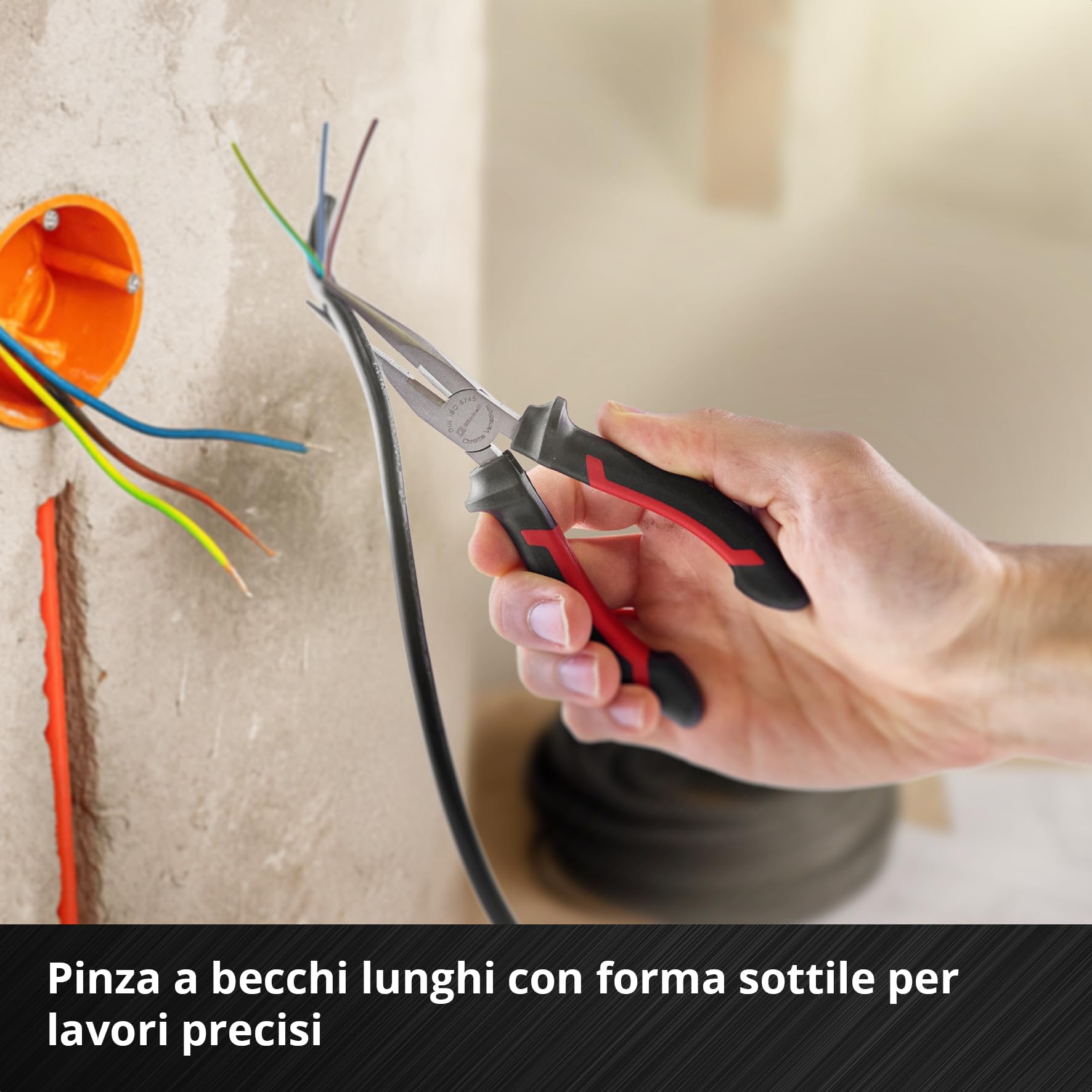 Einhell E-Case inserto portautensili 9 pezzi set di pinze | Pinze anelli elastici, giratubi, universale e becchi lunghi | tronchese laterale | magnete telescopico | sistema E-Case