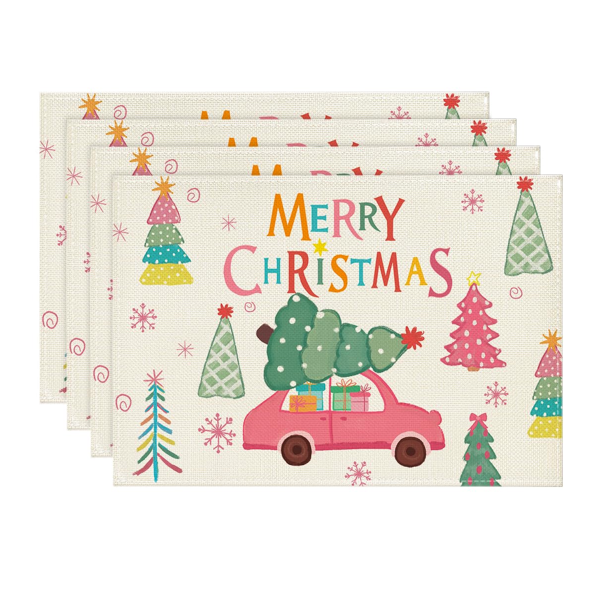 Artoid Mode Juego de 4 manteles individuales para Navidad, 30 x 45 cm, mantel individual lavable para cocina, decoración para fiestas