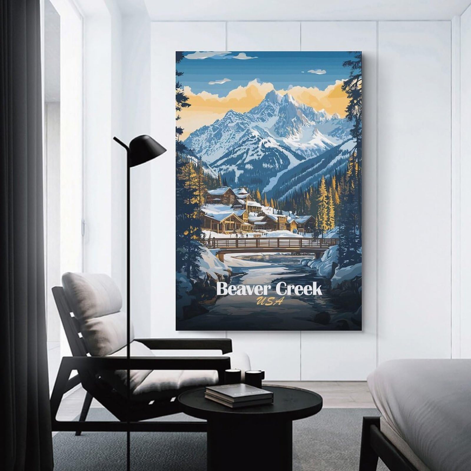Junmoney Beaver Creek Mountain Village Decorative Wall Artwork, 20x30inch(50x75cm), for Study, Office Or Focused Interiors, A Smart Decor Choice for Study Walls