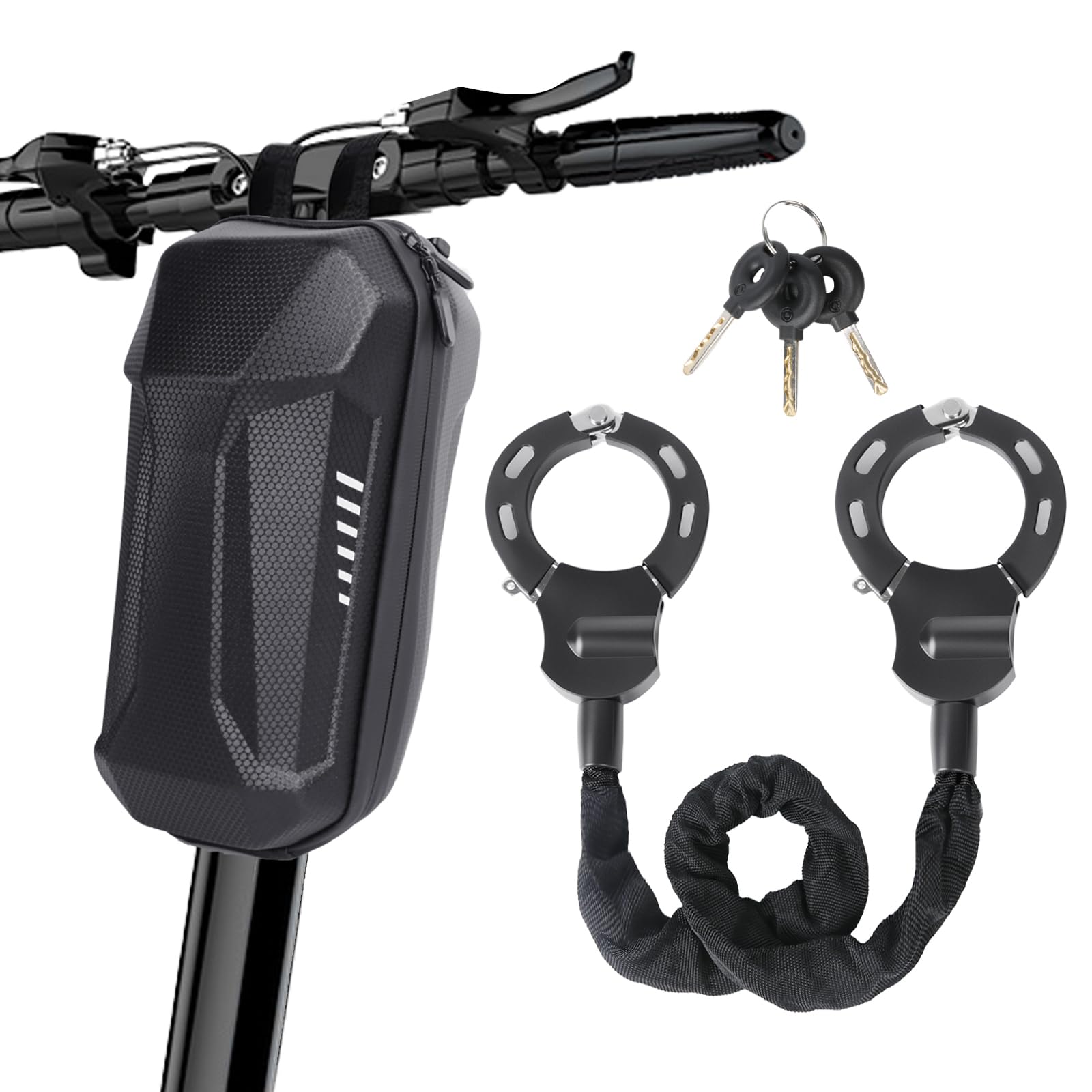 Electric Scooter Lock Handcuff Chain Lock, Portability Electric Scooter Lock, Heavy Duty Anti-Theft Bike Lock with Keys, Hardened Steel 90cm High Security Lock for E-Scooter,E-Bike,Bicycle (with Bag)
