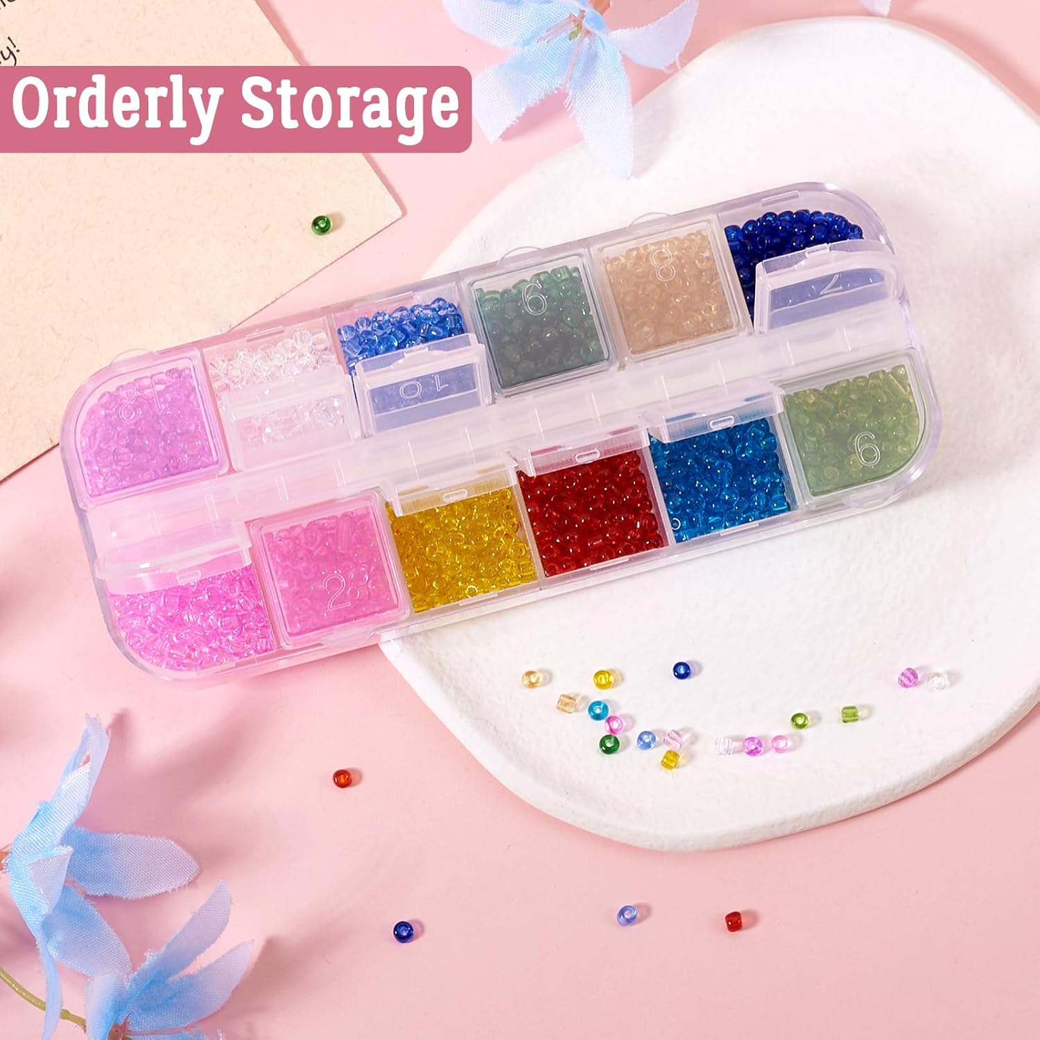 Beadthoven 12 Colors 3mm Glass Seed Beads for Jewelry Making 8/0 Round Craft Beads Transparent Small Pony Loose Beads Spacers for DIY Crafts Bracelet Necklace Earring Beading Supplies Hole 0.9-1mm - Image 4