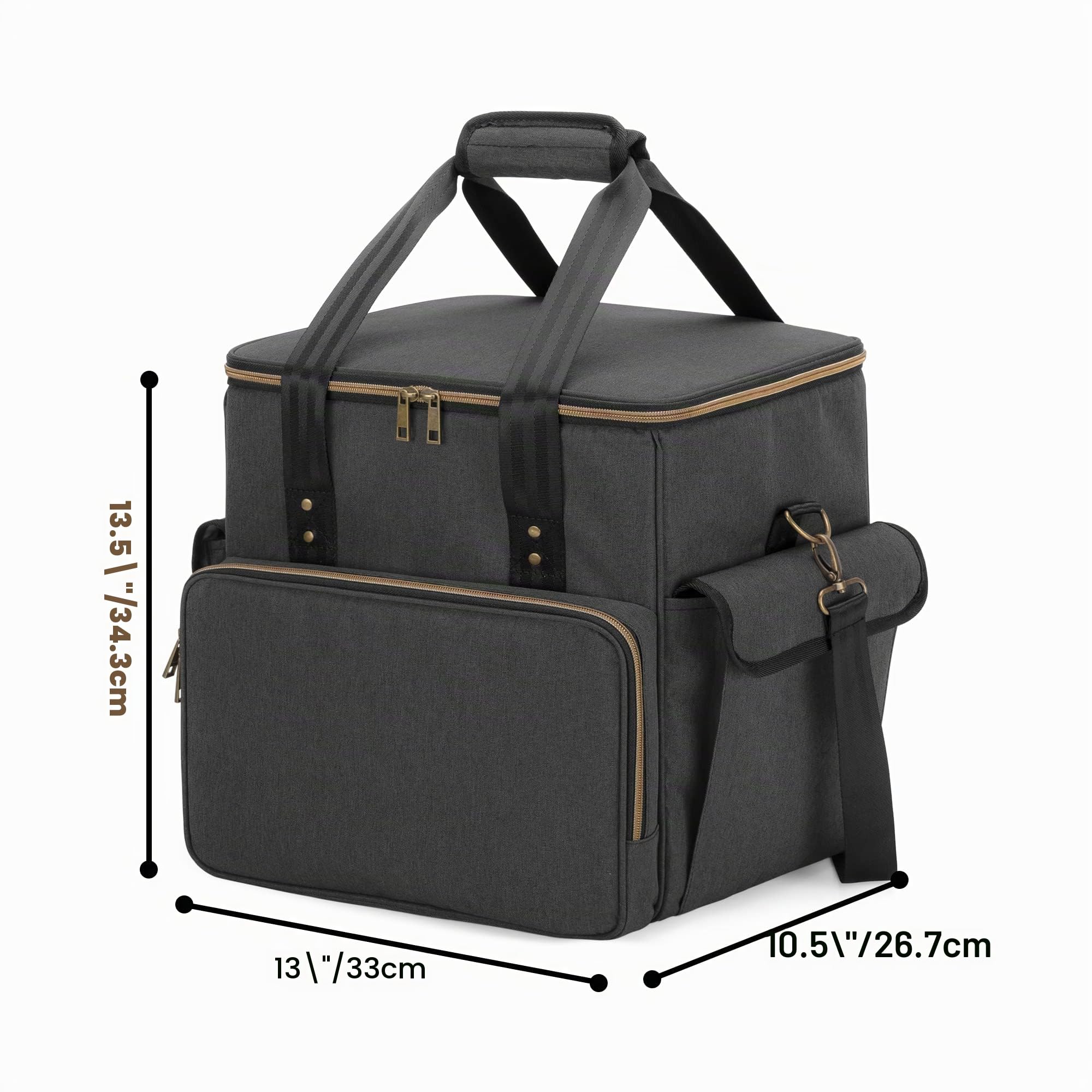 Trunab Bolsa de Discos de Vinilo Nailon Impermeable Ligero Robusto Gran Capacidad Compatible con 60 Discos, Bolsa Mejorada Ideal para Llevar su Disco de Vinilo LP con Correa para el Hombro y Asa