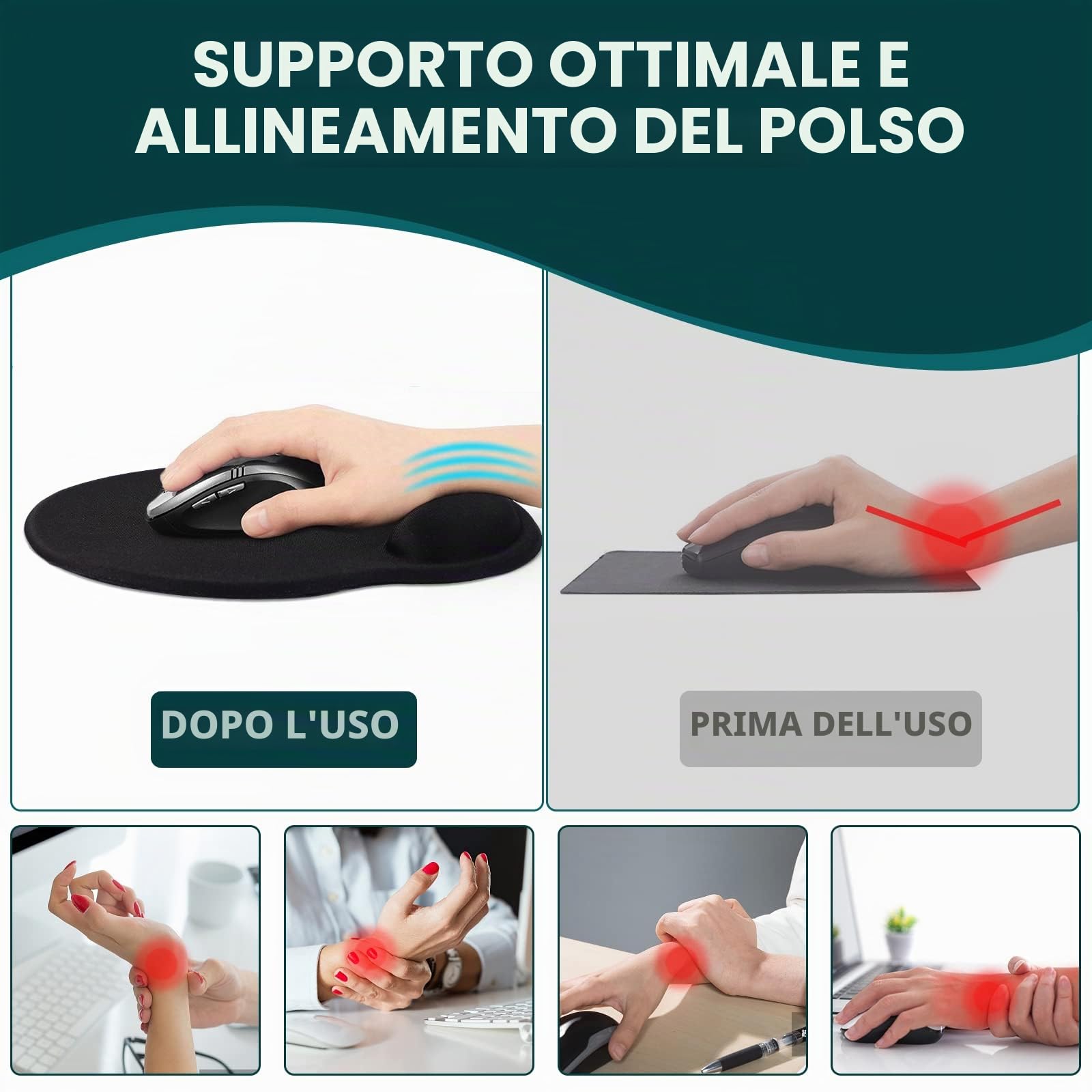 Tappetino Mouse Poggiapolsi,Gaming Mouse Pad Ergonomico in Gel,Supporto per Polso per Computer per il Gioco, Mousepad con Base in PU Antiscivolo (A-Piante Tropicali)