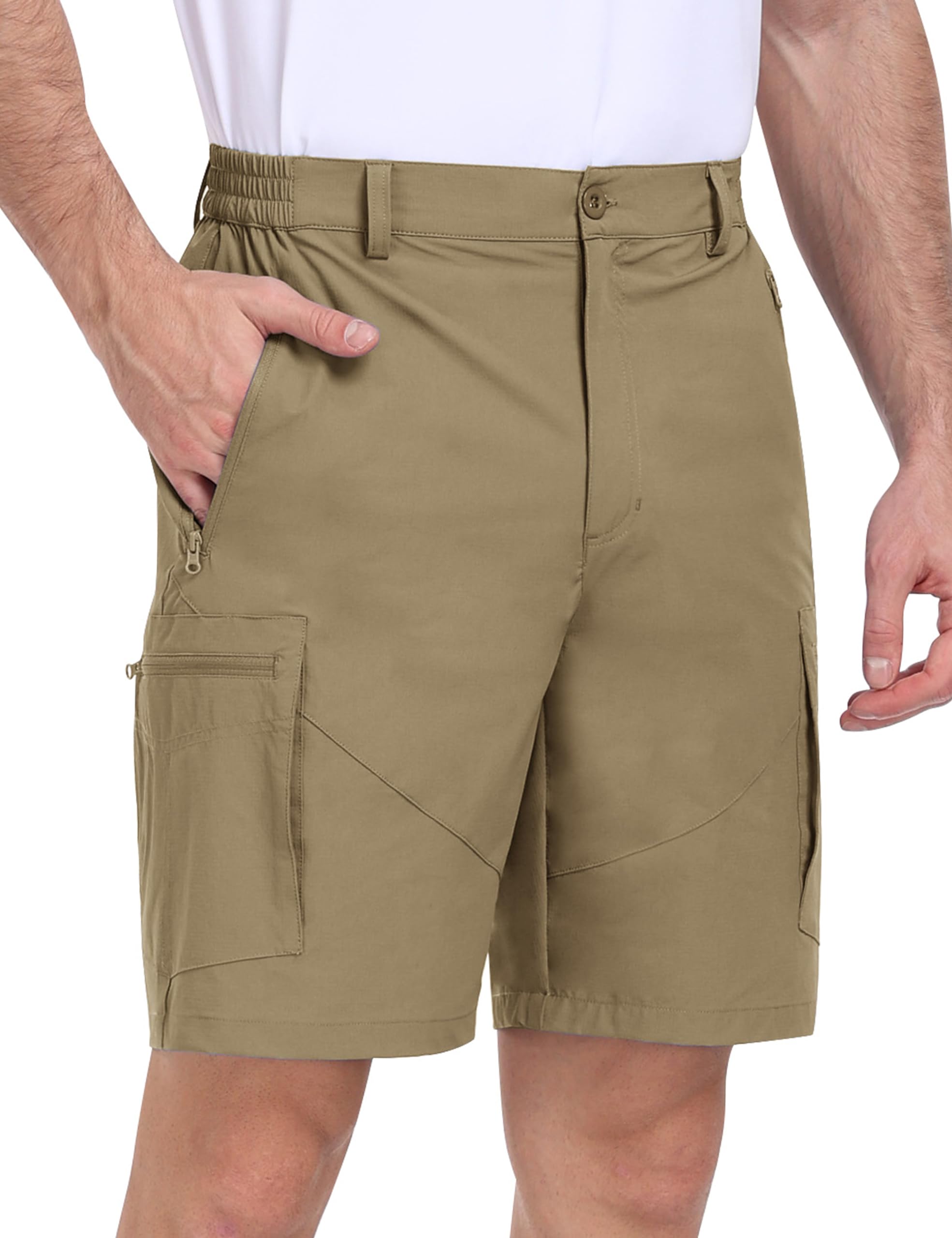 MoFiz Krótkie spodenki męskie, cargo, outdoorowe, na lato, lekkie, szybkoschnące, do golfa, krótkie spodnie trekkingowe, spodnie sportowe, krótkie, z 5 kieszeniami
