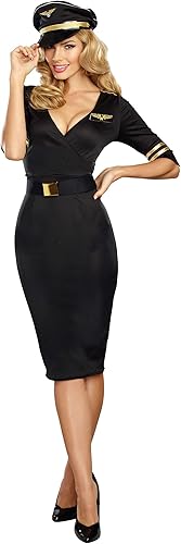Dreamgirl Disfraz de capitán piloto sexy para adultos, disfraz de capitán de vuelo para mujer