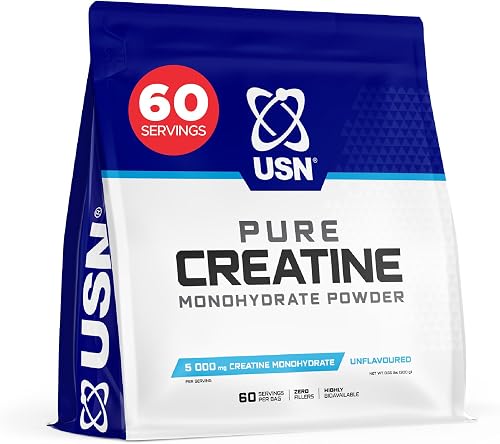 USN Creatine Monohydrate Powder | 300g - 60 Servings | 5g Pure Creatine Per Serving | Unflavoured, Mixes Instantly | Supports Strength, Muscle Growth & Exercise Performance | Vegan & Keto Friendly