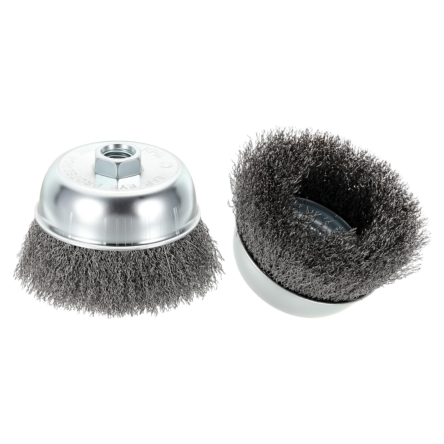 Wire Brush for Angle Grinder (4"/100mm) 1Pack, Crimping Steel Wire 0.012" (Carbon Steel) Wire Wheel with 5/8 Inch-11 Threaded Arbor - for Rust, Cleaning, Deburring on Cast Iron