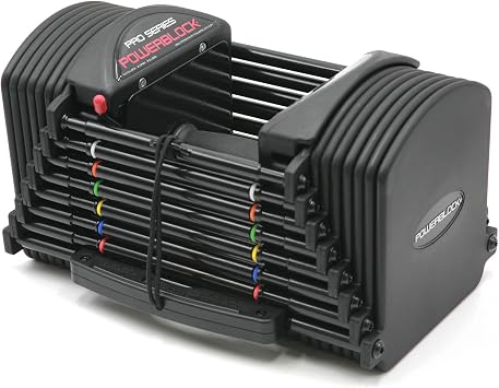 PowerBlock Pro 50 دمبل قابل للتعديل ، يباع في أزواج ، 5-50 رطل. الدمبل ، البناء الصلب المتين ، معدات التمرين المبتكرة ، الدمبل الكل في واحد