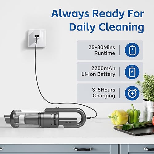 Miniatura 6 de Aspirador de mano sin cable 9500PA Potente succión portátil ligera aspiradora de mano - Batería de gran capacidad dura larga mini aspiradora